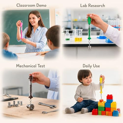 Tubular Spring Scale Set of 5 for Classroom,1N,5N,10N,20N,30N