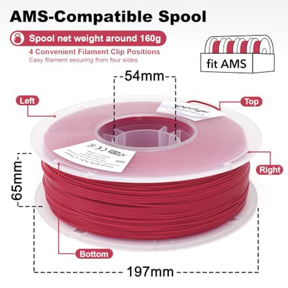 YXPOLYER PLA Plus 3D Printer Filament Food Grade PLA+ Rose Red - color: Light Red