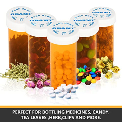 Plastic Medicine Pill Bottles with Child Resistant Caps - Push Down and Turn - Prescription Vial, Medicine Container, Pill Cases Dispenser Organizers (12pcs, 16 Dram) - size: 16 Dram