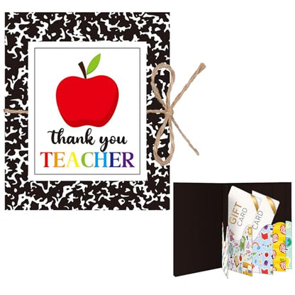 ReliThick Teacher Appreciation Gift Card Holder 5 Slots, 4.3 x 3.5 Inch Thank You Teacher Gift Card Booklet Sleeves Postcard Money Booklet Holder for Appreciation(Composition Notebook Style) - style: Composition Notebook Style