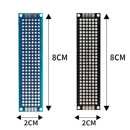 32 Pcs(2x8cm) Double Sided PCB Board Prototype Kit Soldering 2 Colour Universal Printed Circuit Board for DIY Soldering and Electronic Project - size: 32 Pcs(2x8cm)