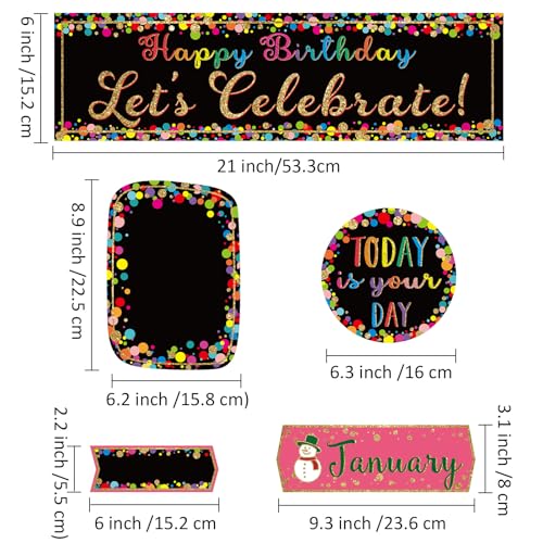 Outus 60 Pcs Happy Birthday Bulletin Board Confetti Classroom, Dark Color - color: Dark Color