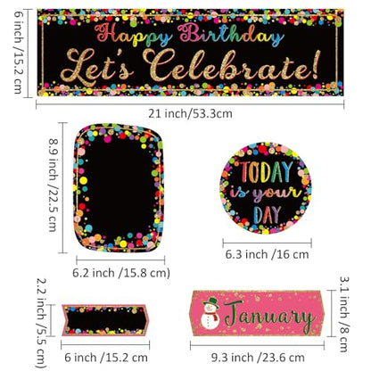 Outus 60 Pcs Happy Birthday Bulletin Board Confetti Classroom, Dark Color - color: Dark Color