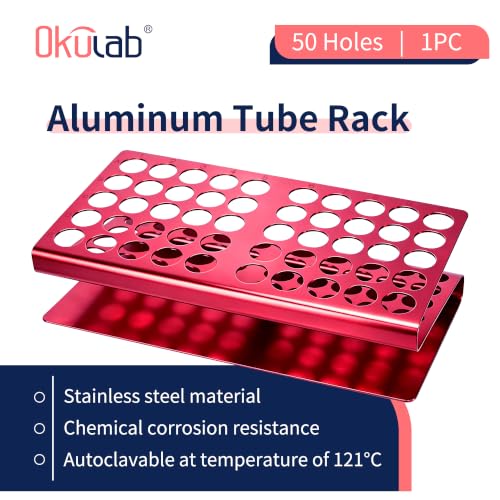 Aluminum Stainless Steel Test Tube Rack, 50 Round Holes Red Test Tube Holder for Classroom, Lab, Suitable for Tubes of Dia.≤17mm, TTRS50RA1 - size: 50 Holes, Red, for Tubes of Dia.≤17mm