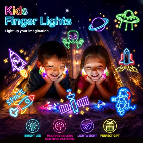 24 Pcs Space Themed Party Favors LED Finger Lights Toys for Kids Ages 3-12 - style: Space