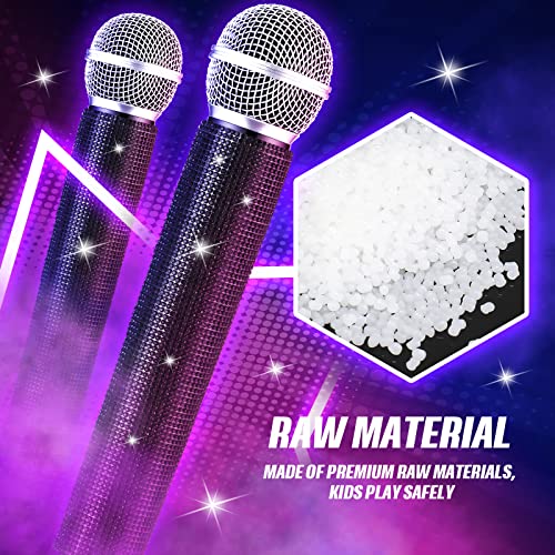 Sanwuta Fake Microphone Prop, Sparkly Bling Rhinestones Mic, Black - color: Black