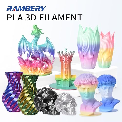 RAMBERY Transparent Multicolor Rainbow Filament, Crystal Rainbow PLA Clear 3D Printer Filament Bundle Gradient Change 1.75mm Fit Most FDM Printer，200gX4 Spools - color: Crystal Rainbow