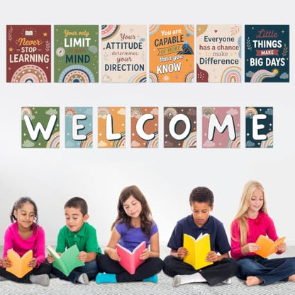 DUAIAI 13 Pieces Boho Classroom Decor Bulletin Board Posters - color: Boho