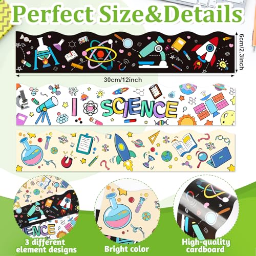 78ft Science Bulletin Board Border, Science Bulletin Board Decorations for Classroom, Science Lab Borders Trim with 3 Patterns for Back to School Classroom Office Door Wall Decor (Sciences) - color: Multicolor