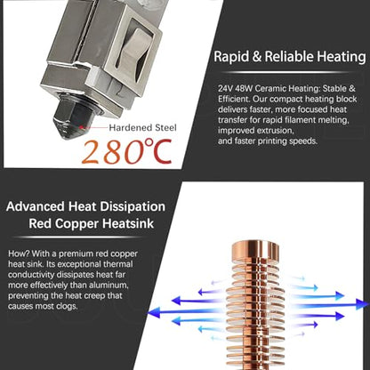 NEW High Thermal Conductivity Hotend for Flashforge Adventurer 5M/ 5M Pro Extruder Kit（with 0.25MM/0.4MM/0.6MM/0.8MM Hardened Steel Nozzle）Ceramic Print Head for FF AD5M Accessories