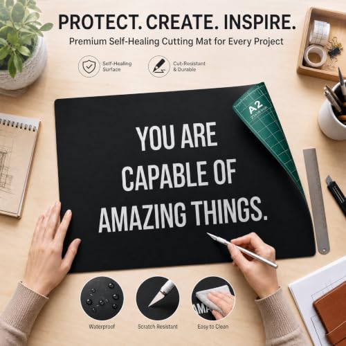 23" x 17" Self Healing PVC Cutting Mat, A2-Black or Green - color: A2-Black-Green