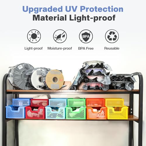 Vacbird 20 Pack 3D Filament Vacuum Storage Bags, Upgraded Light Blocking Design with USB Pump, 2X Faster Air Removal, Universal Pump Fit, 12.6×13.38 Inch - size: 20 filament bags set