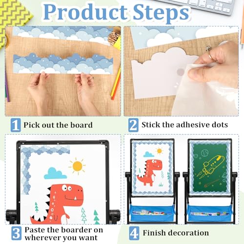 49.6ft Blue Sky Clouds Bulletin Board Border, Cloud Shape Classroom Borders Trim for Bulletin Board，Bulletin Board Decorations for Back to School Classroom Office Door Wall Decor (Blue Cloud) - color: Blue
