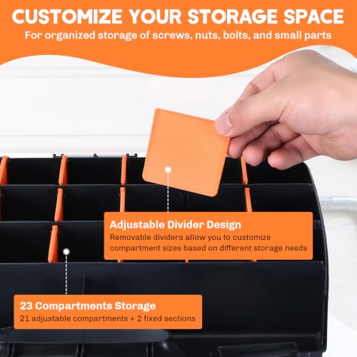 Hardware Organizer Box 21 Adjustable Compartments 2 Fixed Sections