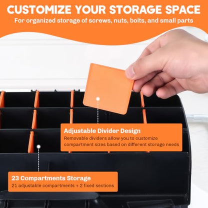 Hardware Organizer Box 21 Adjustable Compartments 2 Fixed Sections