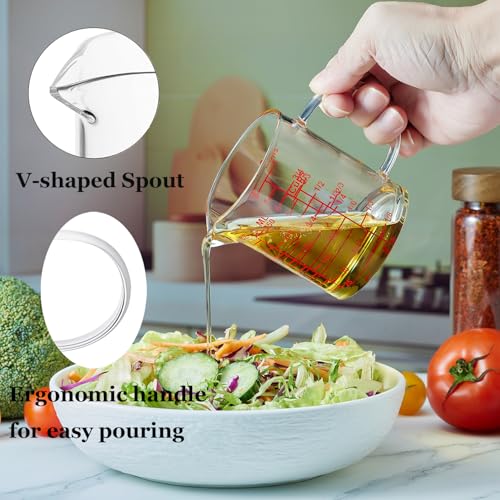 Ackers Mirror Graduated Glass Measuring Cup - [Insulated Handle | V-Shaped Spout] - High Borosilicate Glass Measuring Cup for Kitchen or Dining, Easy to Read, 250ml (8oz, 1 Cup) - size: 8OZ Mirror Graduated