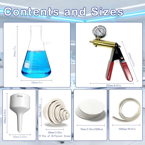 500 mL Buchner Funnel Filtering Kit with Handheld Vacuum Pump - size: 500ml