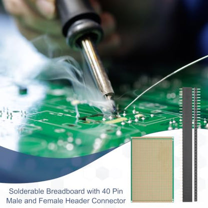 5Pcs 15x10cm PCB Prototype Board w 40-Pin Headers, Green - size: 15x10cm(2.54mm Pitch/1.5mm T)