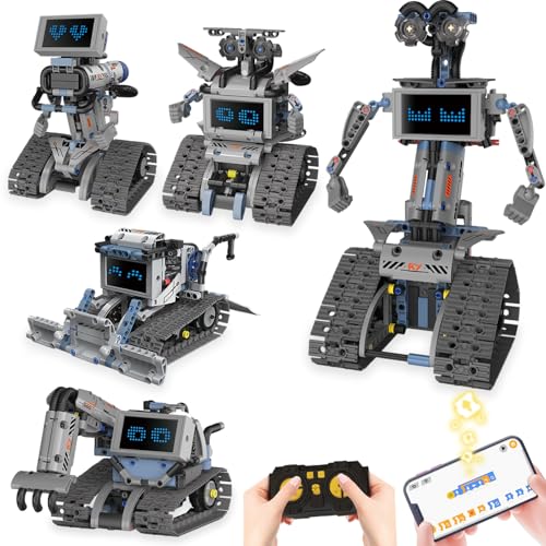 Robot Building Kit with Remote Control STEM Gift for Boys Age 6+ | Birthday Gift for Boys Girls Ages 6+ | 352PCS 5-in-1 Robot | APP + Remote | STEM Robotic Toys | Rechargeable |Educational - style: K96170