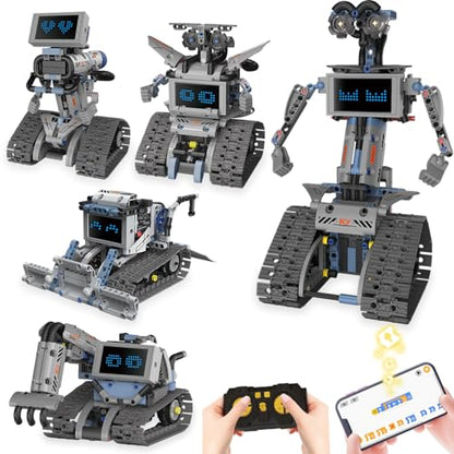 Robot Building Kit with Remote Control STEM Gift for Boys Age 6+ | Birthday Gift for Boys Girls Ages 6+ | 352PCS 5-in-1 Robot | APP + Remote | STEM Robotic Toys | Rechargeable |Educational - style: K96170