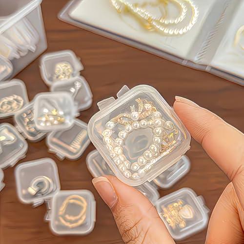 20PCS,Mini Transparent Plastic Jewelry Storage Boxes with Lids, Clear Square Containers for Earrings, Pills, Beads, Cosmetics And Craft Supplies | Durable Stackable Small Item Organizers,20PCS - color: 20PCS