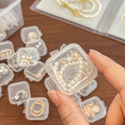20PCS,Mini Transparent Plastic Jewelry Storage Boxes with Lids, Clear Square Containers for Earrings, Pills, Beads, Cosmetics And Craft Supplies | Durable Stackable Small Item Organizers,20PCS - color: 20PCS