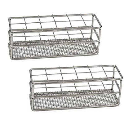 Test Tube Rack, 2pcs of 12 Holes Stainless Steel Test Tube Racks, Suitable for Tubes of Dia.≤21mm, Wire Constructed Test Tube Holder, for Classroom, Lab, TTRS12A2 - size: 2 Pcs of 12 Holes,for Tubes of Dia.≤21mm