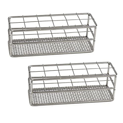 Test Tube Rack, 2pcs of 12 Holes Stainless Steel Test Tube Racks, Suitable for Tubes of Dia.≤21mm, Wire Constructed Test Tube Holder, for Classroom, Lab, TTRS12A2 - size: 2 Pcs of 12 Holes,for Tubes of Dia.≤21mm