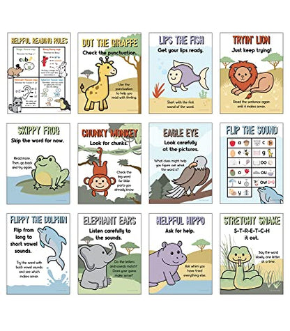 Carson Dellosa 12-Piece Decoding Strategies Posters, 8.5" x 11" Wall Art - style: Decoding Strategies