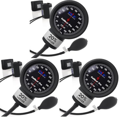 MDF Instruments, Extra Large Gauge Calibra Pro Aneroid Sphygmomanometer with Shock Guard and Adult Sized Arm Band Included, Lifetime Calibration, Black Dial, Onyx Arm Band, MDF808B11 (Pack of 3) - color: Black, size: Extra Large Gauge - Adult Cuff (Pack o