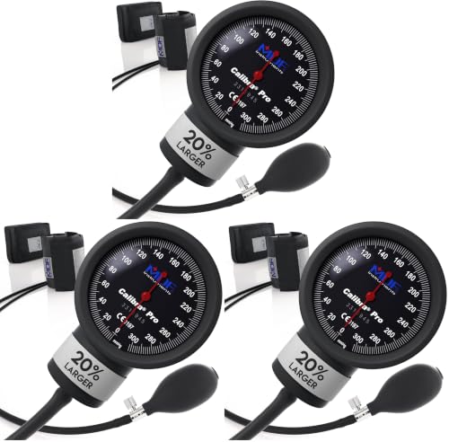 MDF Instruments, Extra Large Gauge Calibra Pro Aneroid Sphygmomanometer with Shock Guard and Adult Sized Arm Band Included, Lifetime Calibration, Black Dial, Onyx Arm Band, MDF808B11 (Pack of 3) - color: Black, size: Extra Large Gauge - Adult Cuff (Pack o