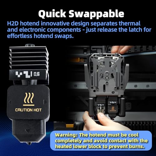 IdeaFormer-3D 2Pcs 0.6mm P2S H2S H2D Print Head Hotend Kit, Performance Extruder Hotend Kit with Removable Hardened Steel Nozzle for Bambu Lab P2S H2S/H2D/H2D Combo/A1/A1 Mini Laser 3D Printer - style: 2Pcs 0.6mm H2D H2S Hotend