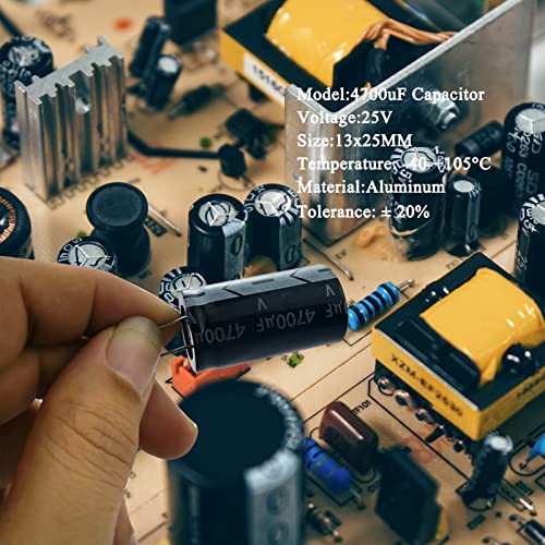 Aluminum Electrolytic Capacitor Assortment - 12x 4700uF 25V, 16x25MM for DIY Soldering & Arduino Kits