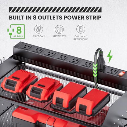TRZZ Power Tool Organizer Wall Mount, 3-Layer Charging Station, Black - color: Black, size: 3-Layer with Charging Station