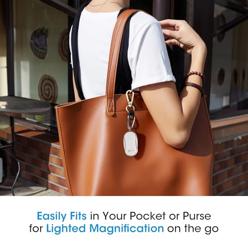 OttLite Pocket LED Magnifier with Carabiner Clip, White - color: White