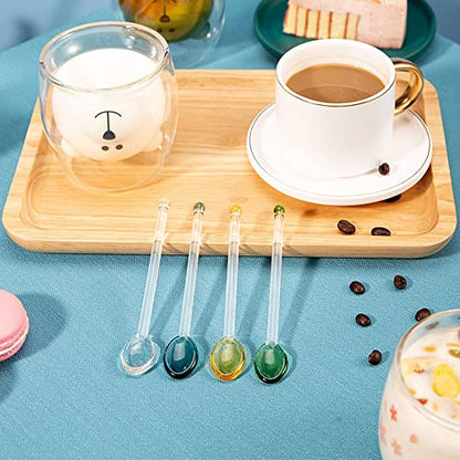 Glass Mixing Spoon 5.1 Inches Heat Resistant Transparent Stirring Spoon Rod Teaspoons for Salt Sugar Tea Coffee Ice Cream Drink (transparent) - color: Transparent