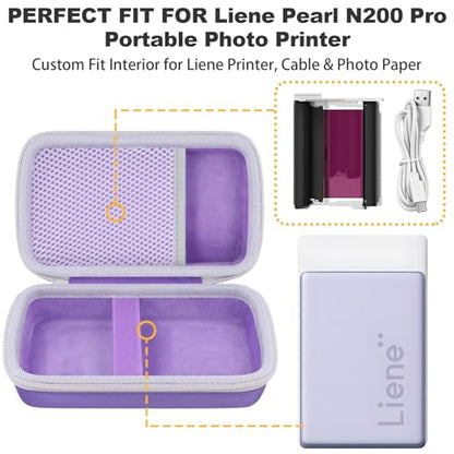 khanka Case for Liene Pearl N200 Pro Portable Photo Printer,Purple - color: Purple, style: for 2x3"N200 Pro