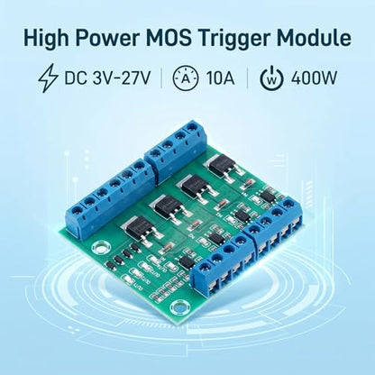 MOSFET Module MOSFET Switch 4 Channel Drive Module Metal Oxide Semiconductor Field Effect Transistor 400w Dc 3.7-27v 10a Large Power Pwm Adjustment Electronic Switch Control Board
