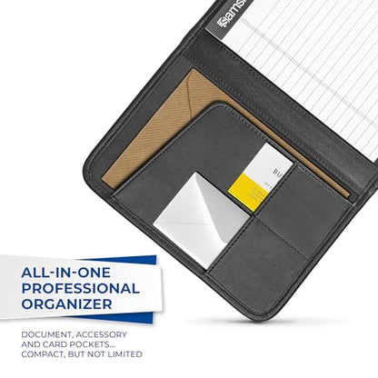 Samsill Professional Padfolio, Faux-Leather Mini Portfolio, with 5 x 8 Writing Pad, Black - size: Mini - 5 x 8 inches, style: Padfolio