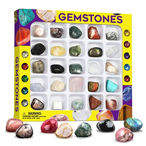 Piano Potato Rocks Collection 25PCS Rock and Mineral, STEM Geology Toy 6-12 - style: Gems