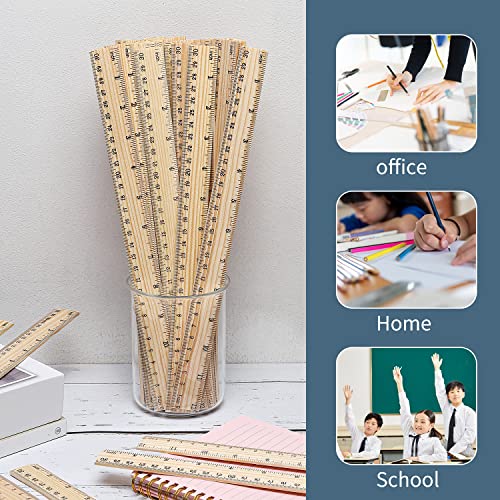 120 Pack Wooden Ruler 12 Inch Measuring Bulk - 2 Scale Office Wood - color: 120 Pieces - 12 Inch