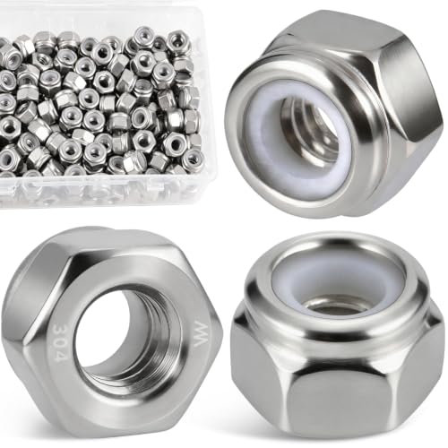 1/4"-20 Lock Nuts, 180Pcs Stainless Steel Hex Nylon Insert Locking nut - size: locknut-1/4" 180PCS