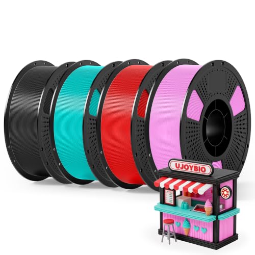 PETG Filament Bundle Multicolor 4kg, Low Stringing High Toughness 3D Printer Filament 1.75mm, Clog-Free Rapid Printing PETG Fit Most FDM 3D Printers, 1KG*4 Pack, Black+Red+Light Blue+Pink - color: 4kg Black+red+light Blue+pink