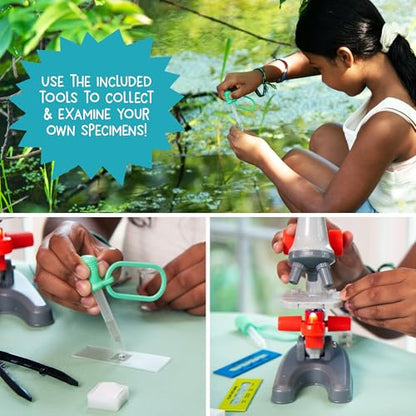 Wow in The World Kids’ Microscope & Biology Kit, Up to 720x Magnification, LED Illumination, Prepared & Blank Slides, Companion Audio Content, Beginner Science Gift for Ages 6+ by Thames & Kosmos