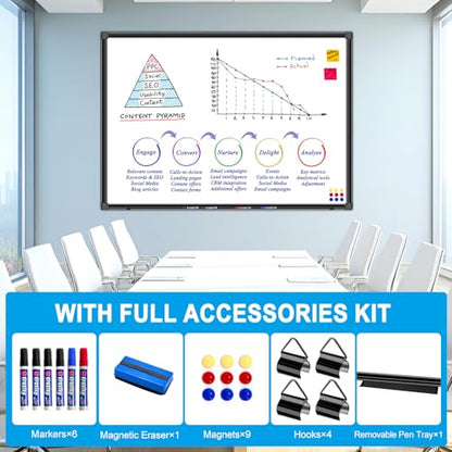 H-Qprobd 40"x30" Magnetic White Board Dry Erase Wall Mount Whiteboard - Office Home Classrooms White Board Hanging Writing Board with Black Aluminum Frame - size: 40"W x 30"H