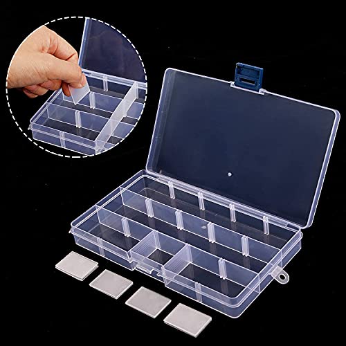 Gebildet 4pcs Transparent Plastic Storage Case, Accessory Parts Storage Box for Tiny Bead, Pills, Herbs and Other Small Items - size: 17.3×9.8×2.3cm