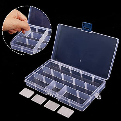 Gebildet 4pcs Transparent Plastic Storage Case, Accessory Parts Storage Box for Tiny Bead, Pills, Herbs and Other Small Items - size: 17.3×9.8×2.3cm