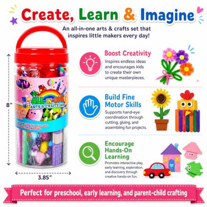 FUNZBO Arts and Crafts Supplies for Kids - Toddler DIY School Craft Set - size: Jar Set (Medium)