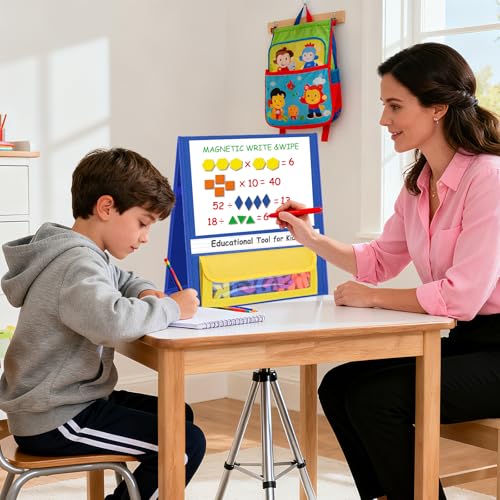 EAMAY Magnetic Desktop Tabletop Stands Pocket Chart Foldable Small Dry Erase Board Classroom Tool for Kids Education (12W*15L, Magnetic) (Pack of 3) - color: Magnetic, size: 12"W x 15"H (Pack of 3)