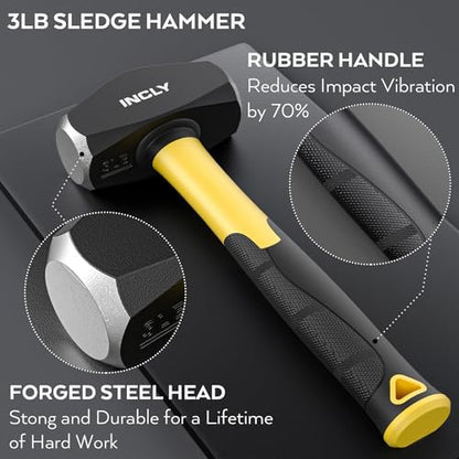 INCLY 7PCS Geology Rock Pick Equipment Kit, Rock Hammer and Chisel Set - size: 7Pcs